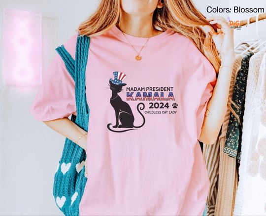Discover Cat Lady For Kamala Shirt, Kamala Harris 2024 President Shirt