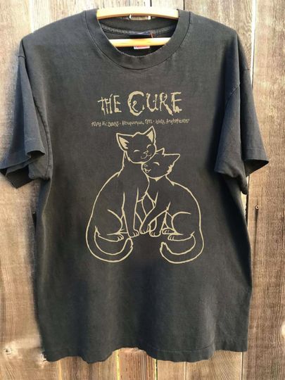 Discover The Cure Cat Lover Vintage Shirt, The Cure 90s Alt Indie Rock T Shirt