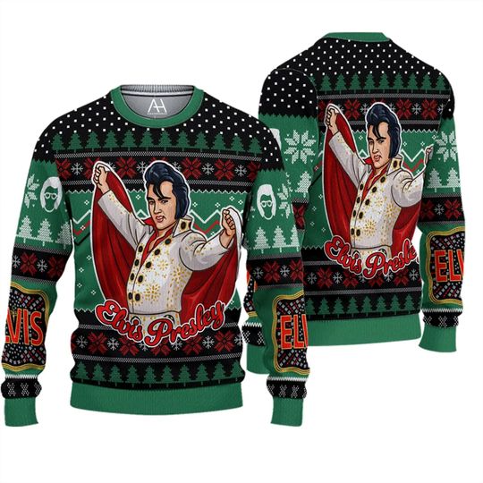 Discover Elvis Presley King Of Rock Love Ugly Christmas Knitted Sweater