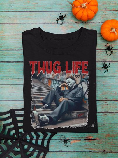 Discover Thug Life Michael Myers, Halloween Shirt, Horror Tee, Iconic Slasher
