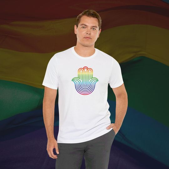 Discover Jewish Rainbow Hamsa Tee LGBTQ Jews Pride Shirt