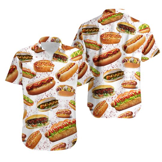 Discover Hot Dog Basic Hawaiian Shirt, Funny Food Shirts, Hot Dog Shirt