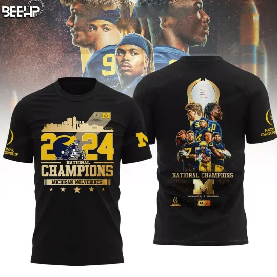Discover 2024 National Champions Michigan College Wolverines Football 3D T-Shirt Gift Fan
