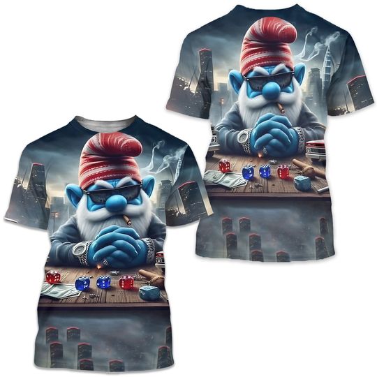 Discover Gangsta Papa Smurf 3D T-Shirt All-Over Print Short Sleeves