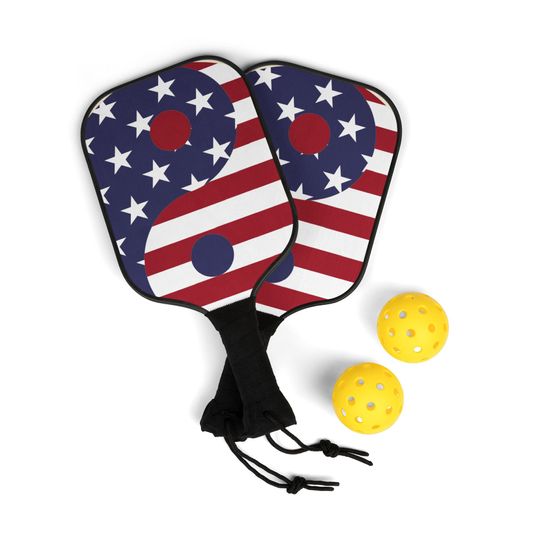 Discover American Flag Yin & Yang Pickleball Kit