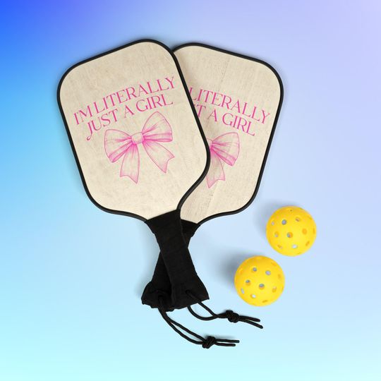Discover I'm Literally Just a Girl Pickleball Bundle Set, Cute Pink Coquette Bow Pickleball Set