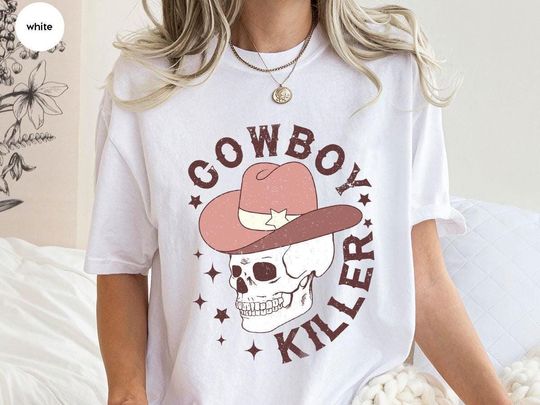Discover Funny Skeleton Halloween Shirt, Horror Shirt, Western Halloween T-Shirt