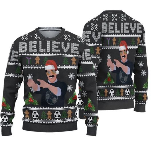 Discover Believe Ted Lasso Ugly Christmas Sweater