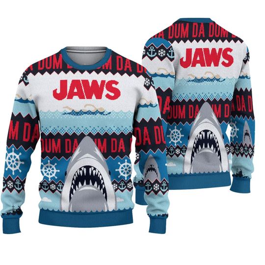 Discover Jaws Da Dum Shark Ugly Christmas Sweater