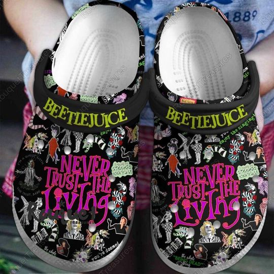 Discover Halloween Beetlejuice Never Trust The Living Shoes clogs Halloween Slippers