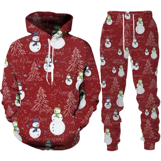 Discover 2024 New Men's Christmas 3D Printed Hoodie Joggers Sets - ELWY-12