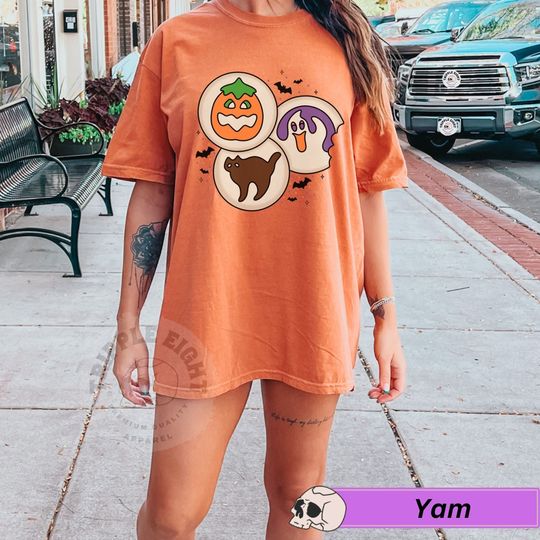 Discover Halloween Sugar Cookie Shirt, Spooky Season Cat Pumpkin Boo Shirts
