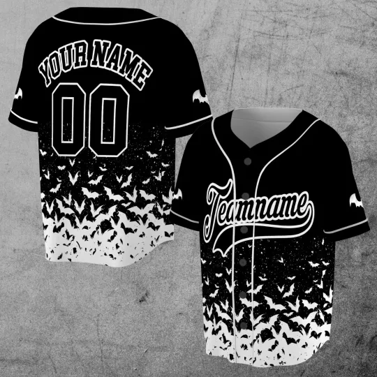 Discover Number Halloween Bat Pattern Gift 3D Baseball Jersey