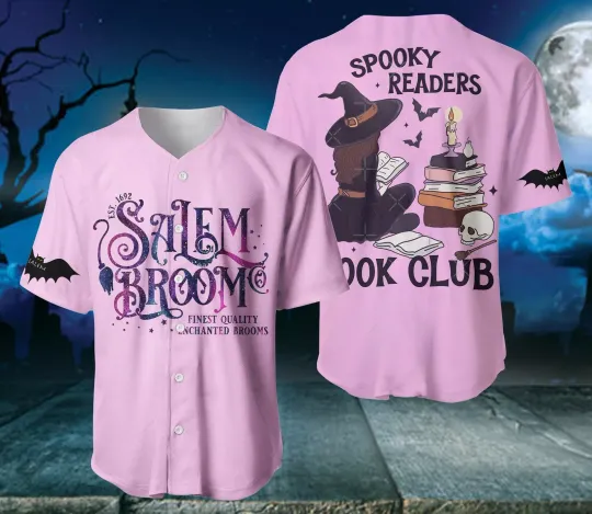 Discover Salem Book Club Baseball Jersey, Bookish Halloween Jersey, Spooky Reader