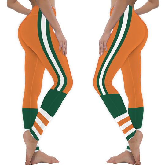 Discover Miami Fan/Team Colors Orange With Green and White Striped