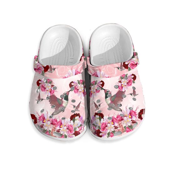 Discover Roses And Hummingbird Clogs Slippers, Bird & Flower Clogs Shoes