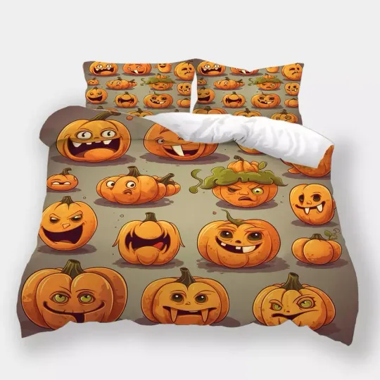 Discover Halloween Style Skull Pumpkin Bedding Set