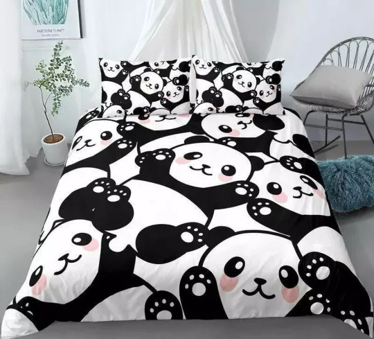Discover Cartoon Panda Green Stripes - Bedding Sets
