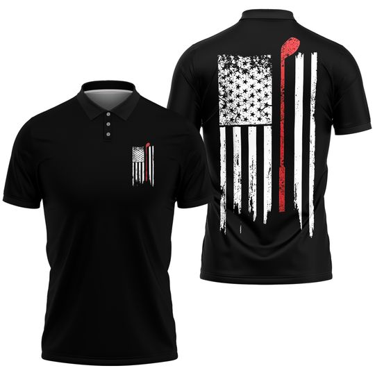 Discover American Flag Golf Polo Shirt