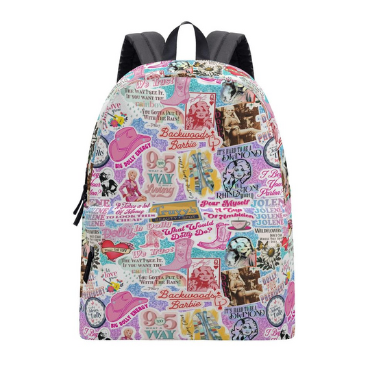Discover Queen of Country Dolly Backpack, collage bag that's perfect for school or carrying your laptop