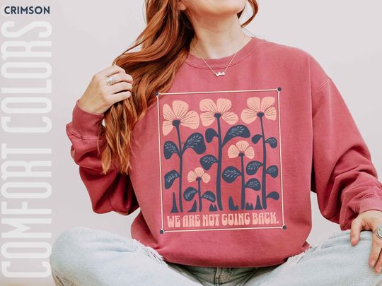 Discover Subtle Kamala Groovy Floral Sweatshirt, Modern Abstract Harris Walz We Are Not Going Back