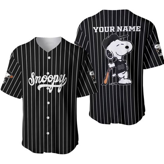 Discover Personalized Snoopy Cartoon Baseball Jersey, Gifts for Friends