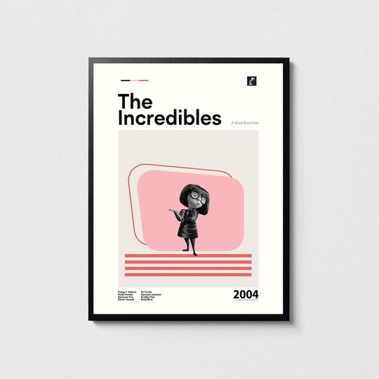 Discover Incredibles, Mid Century Modern, Movie Poster