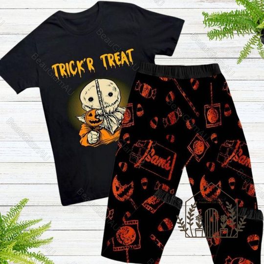 Discover Halloween Sam Trick Or Treat Halloween Pajamas Set, Creepy Pajamas Set, Spooky Season Gift