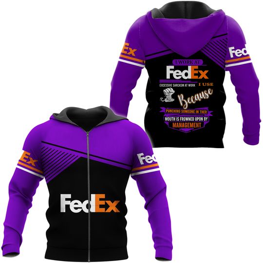 Discover I work at FedEx Express 3D Zip Hoodie