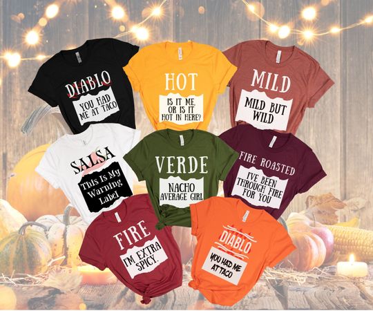 Discover Hot Sauce Group Matching Halloween Party T-Shirt