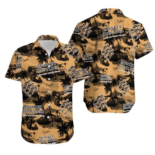Discover Monkey Shoulder Whiskey Hawaiian Sea Island Pattern Shirt
