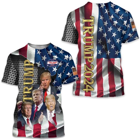Discover Trump 2024 3D Shirt, Trump Fight for America T-Shirt