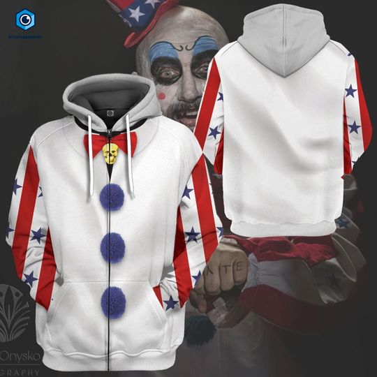 Discover Captain Spaulding Halloween Costume Zip Hoodie, Horror Character Cosplay Costume, Halloween Movie