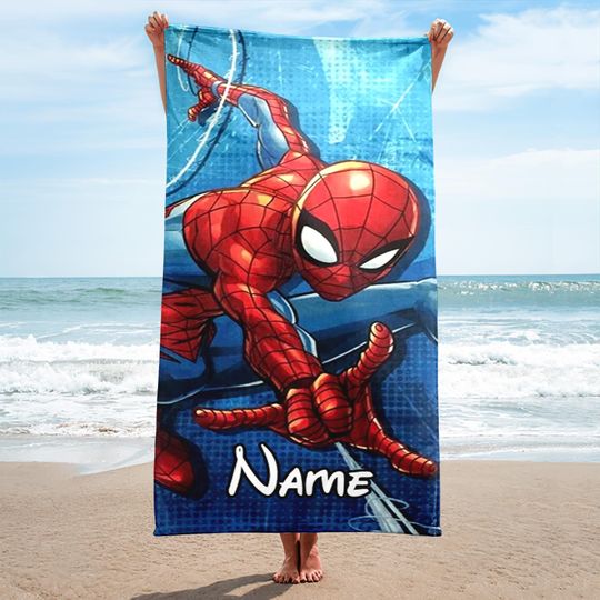 Discover Custom Super Hero Beach Towels, Red Spider Beach Towel, Cartoon Towel
