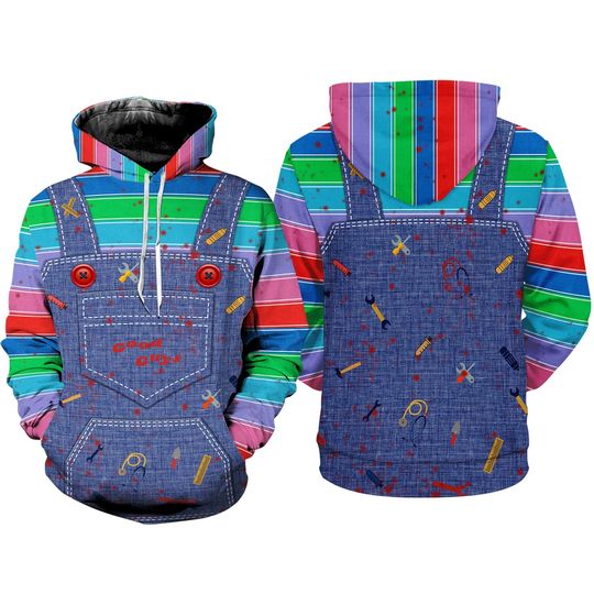 Discover Chucky Full Over Print 3D Hoodie, Chucky Cosplay Sweatshirt, Chucky Child Play 3D Hoodie