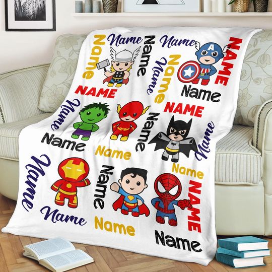 Discover Personalized Superhero Blanket - Custom Baby Name Gift
