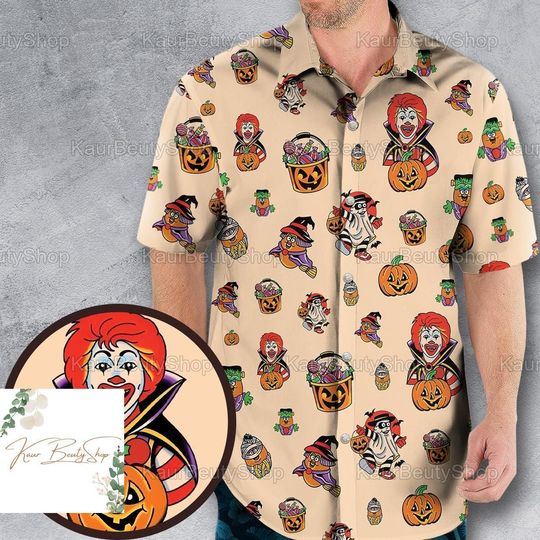 Discover Halloween Clown Pumpkin Hawaiian Shirt, Halloween Button Shirt