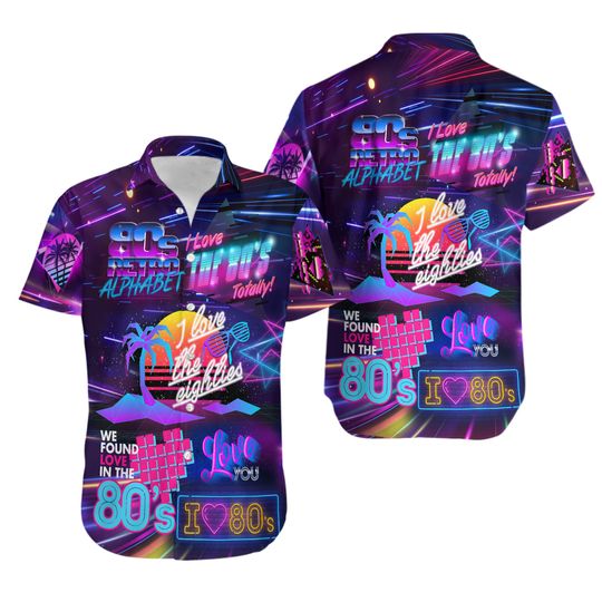 Discover I Love The 80S Neon Music Hawaiian Shirt