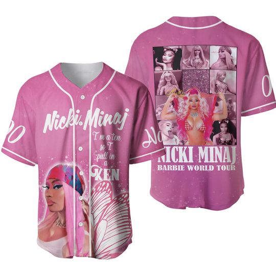 Discover 2024 Nicki Minaj Merch Baseball Jersey Shirts Tour V-Neck Short Sleeve Streetwear Tops Men Women Fashion Clothes