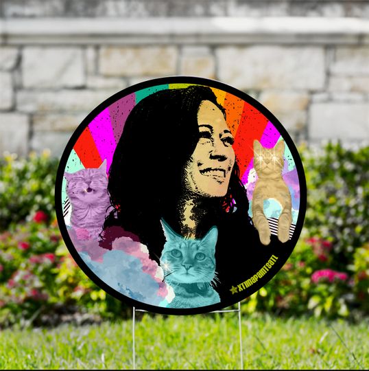 Discover Kamala Harris CAT LADY - Prismatic Rainbow Collectible - Yard Sign