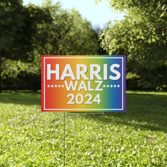 Discover Harris Walz Pride Yard Sign Plastic Kamala Harris President 2024 LGBTQIA+