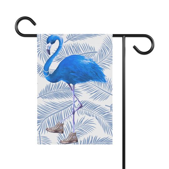 Discover Blue Flamingo in Chucks and Pearls - Kamala 2024 - Garden Flag