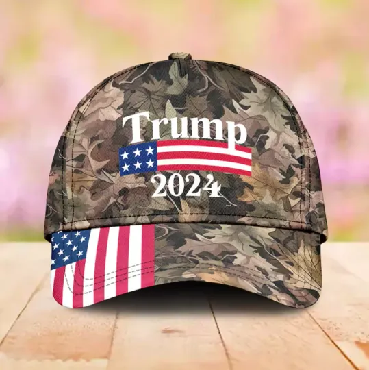 Discover Trump 2024 Leather Patch Patriotic Baseball Cap