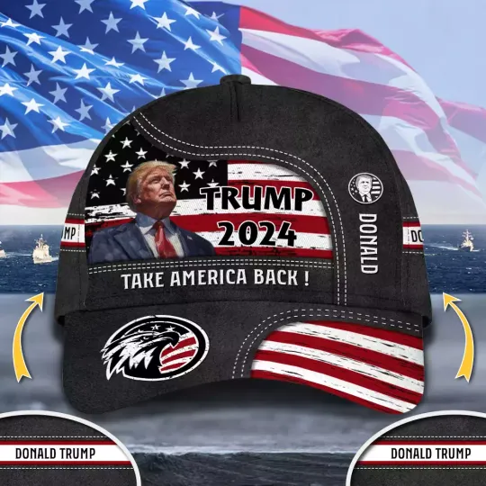 Discover Trump 2024 Take America Back Eagle American Flag Classic Baseball Cap