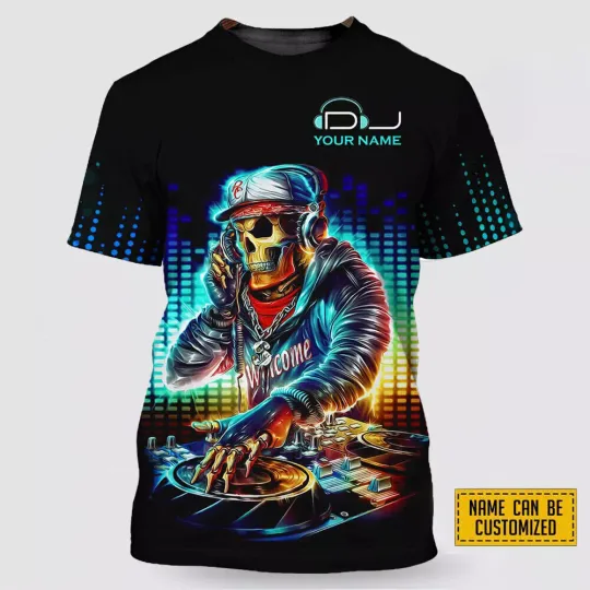 Discover Custom Name Skull Dj Stylish 3D T-SHIRT