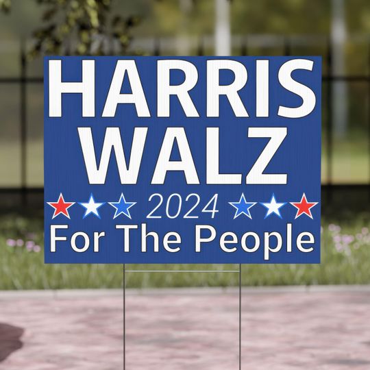 Discover Personalized Harris Walz For The People Yard Sign with stand