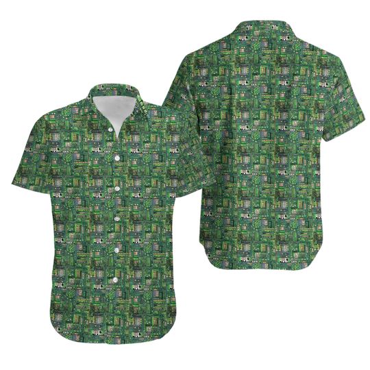 Discover Circuit Board | Sci-fi Button-Up Hawaiian Shirt