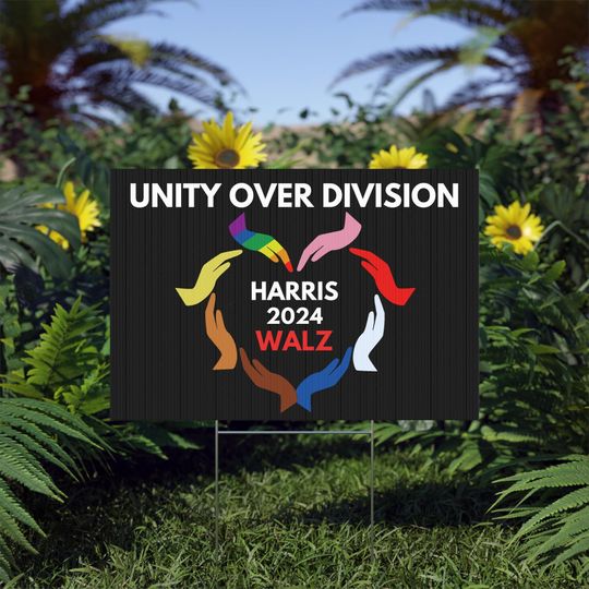 Discover Harris Walz Unity over Division Yard Sign , Harris Yard Sign