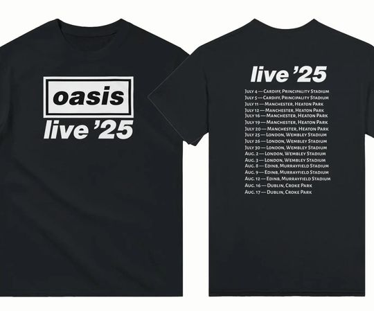 Discover Oasis Live 25 Tour t-shirt Unisex Brit Pop Shirt Rock and Roll Music Lover Tshirt