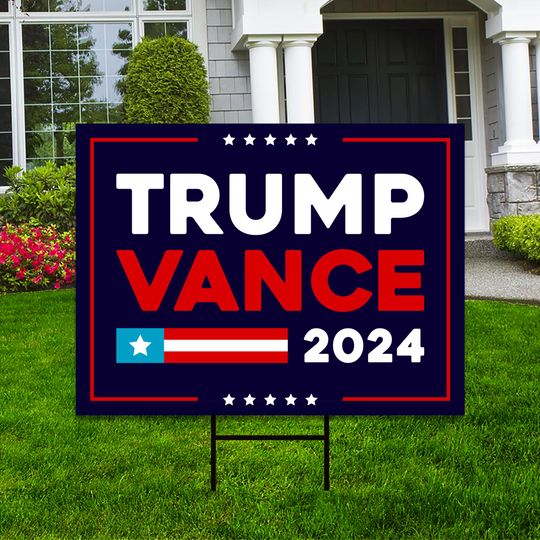 Discover Trump Vance 2024 Yard Sign - Coroplast American Flag Donald Trump For President 2024